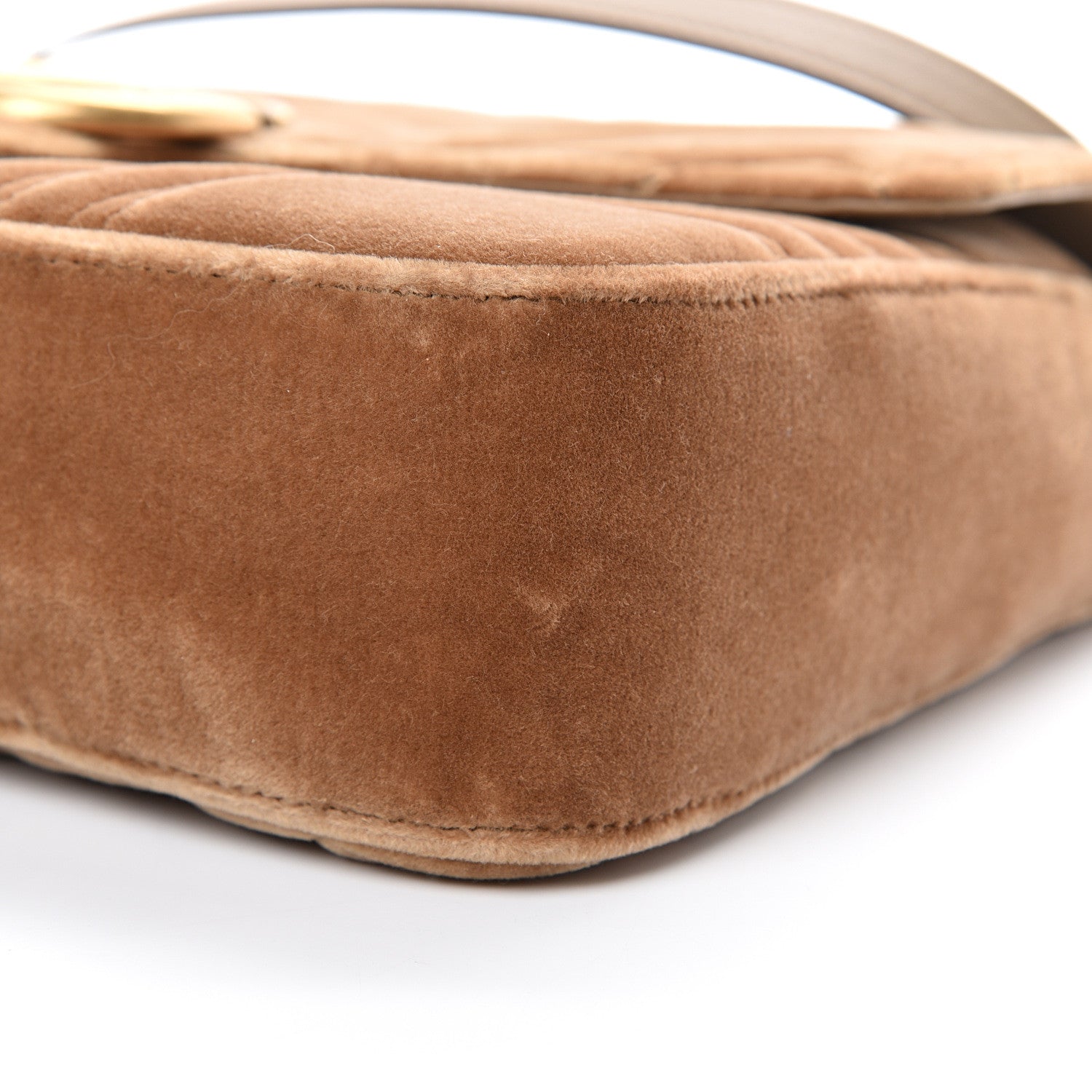 Gucci Velvet Matelasse Medium GG Marmont Shoulder Bag Taupe 10 of 11