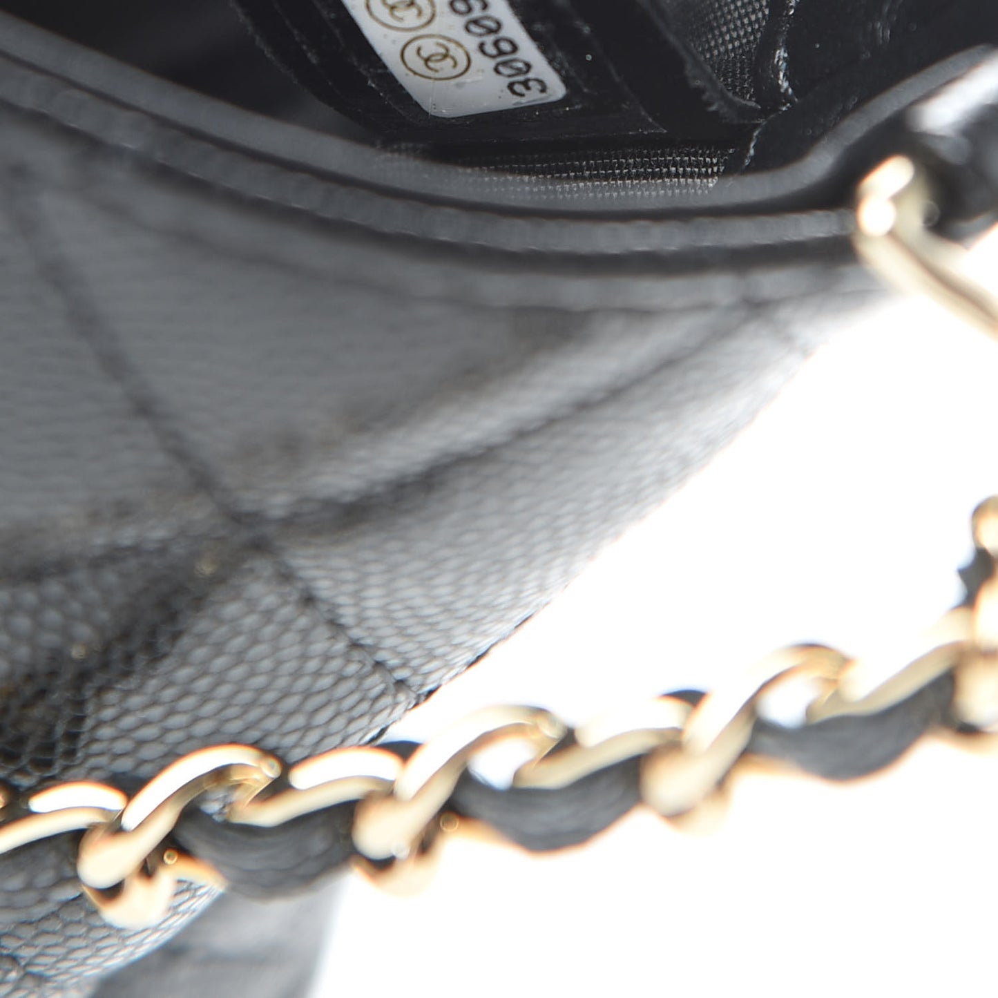 Caviar Quilted French New Wave Phone Holder With Chain Black