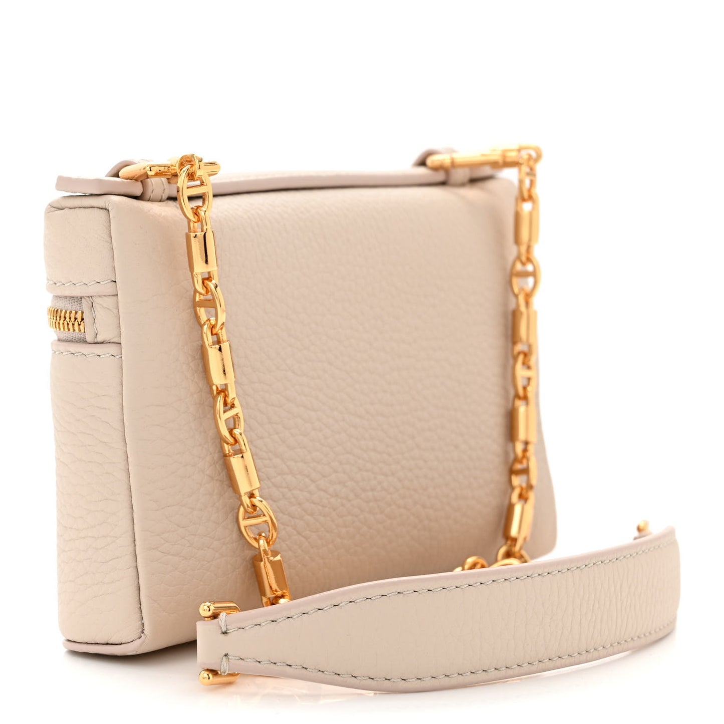 Grained Calfskin Extra Pocket Mini Pouch Creamed Honey