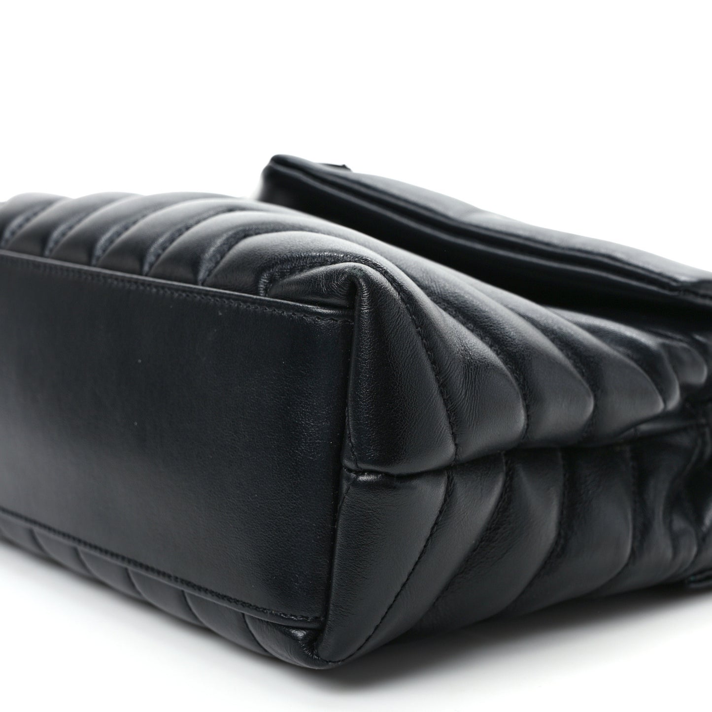 Calfskin Y Quilted Monogram Monochrome Small Loulou Chain Satchel Black