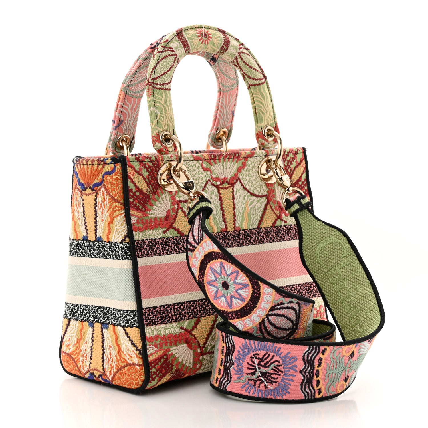 Christian Dior Canvas Embroidered In Lights Medium Lady D-Lite Multicolor 3 of 12