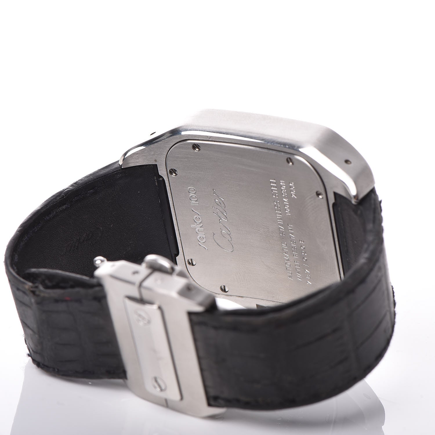 Cartier Stainless Steel Alligator 38mm Santos 100 Automatic Watch 5 of 7