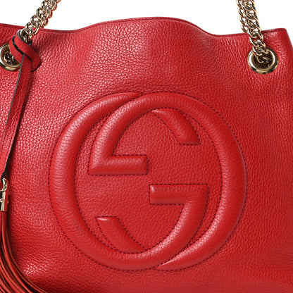 Gucci Pebbled Calfskin Medium Soho Chain Shoulder Bag Tabasco Red 8 of 10