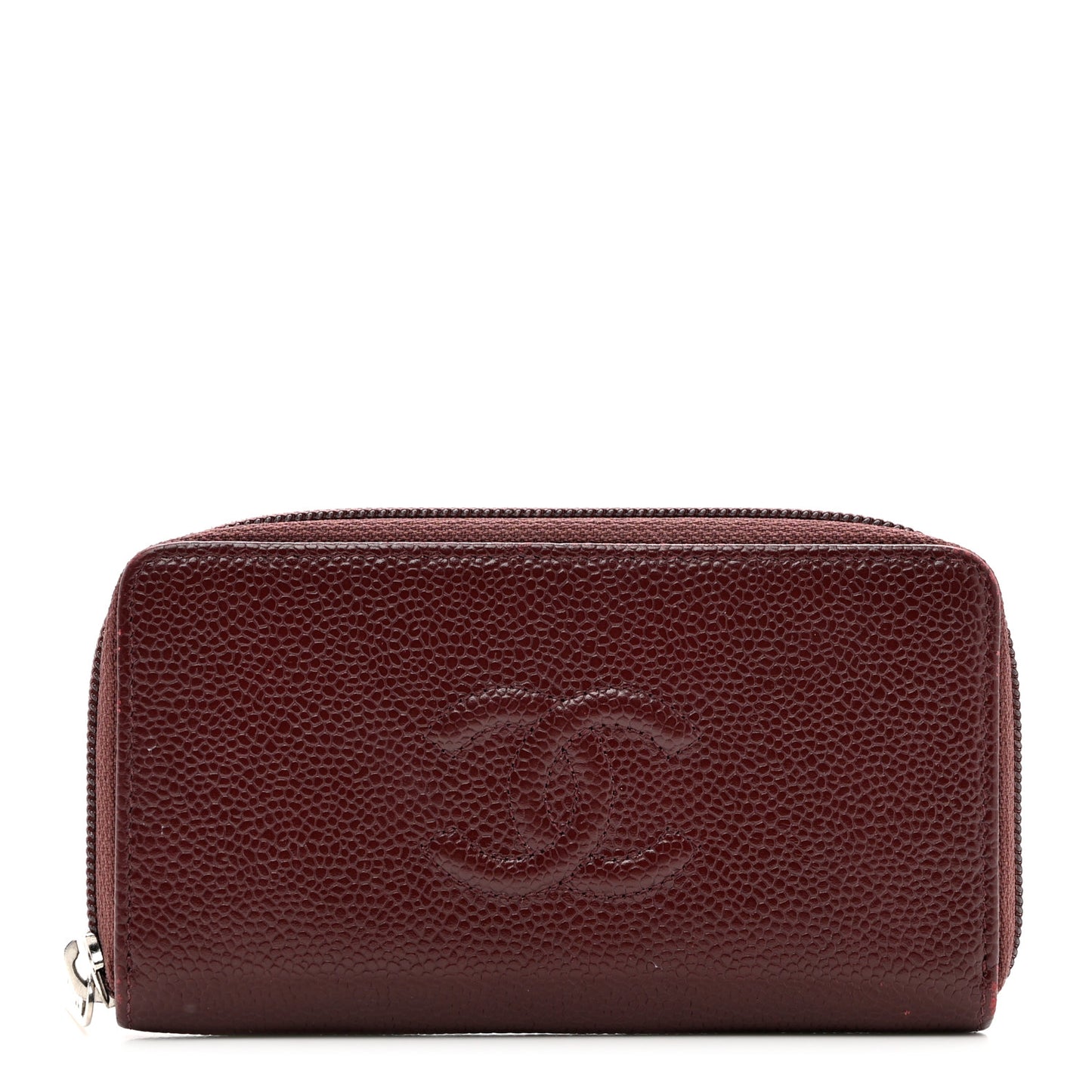 Caviar Small Timeless Zip Around Wallet Burgundy