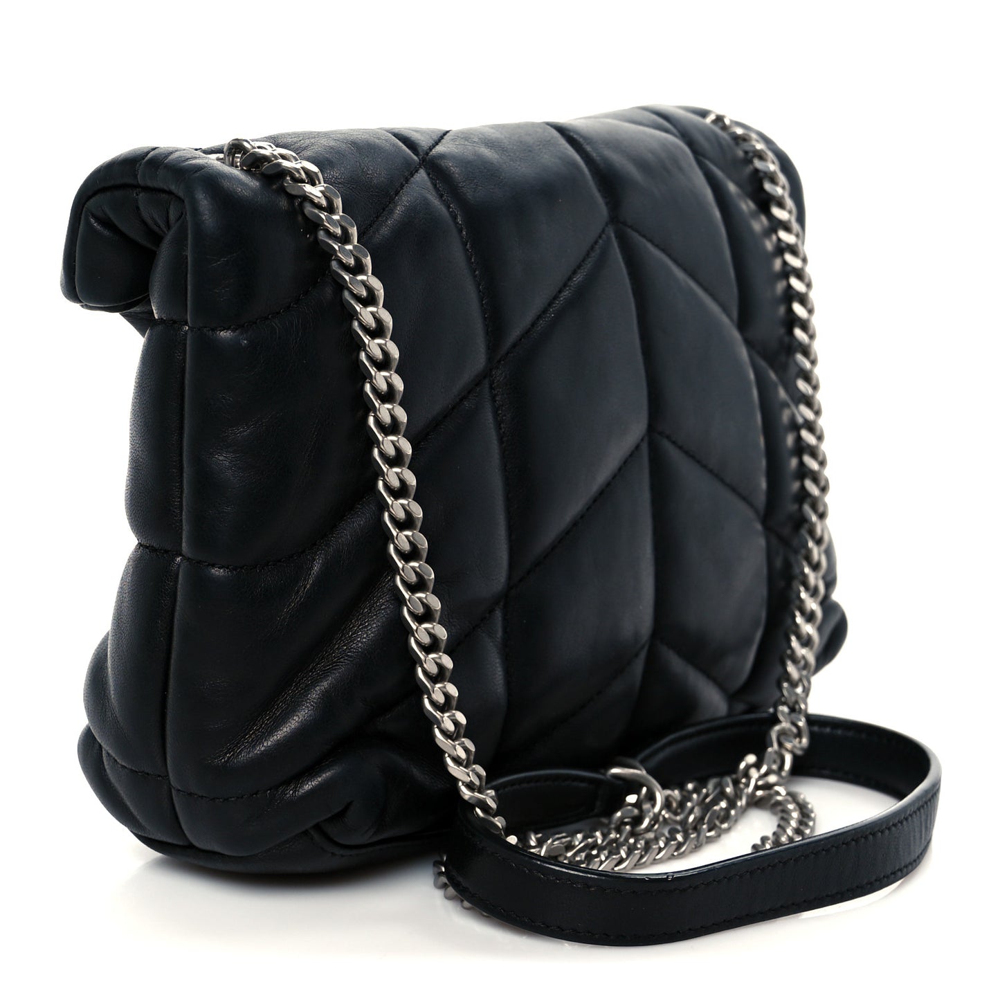 Lambskin Quilted Toy Loulou Puffer Monogram Chain Satchel Black
