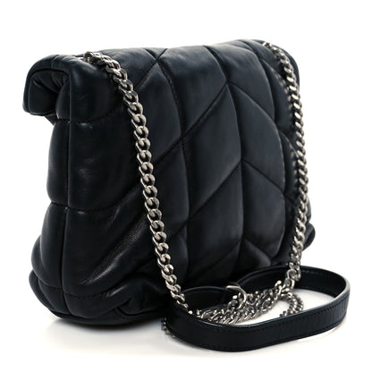 Saint Laurent Lambskin Quilted Toy Loulou Puffer Monogram Chain Satchel Black 3 of 11