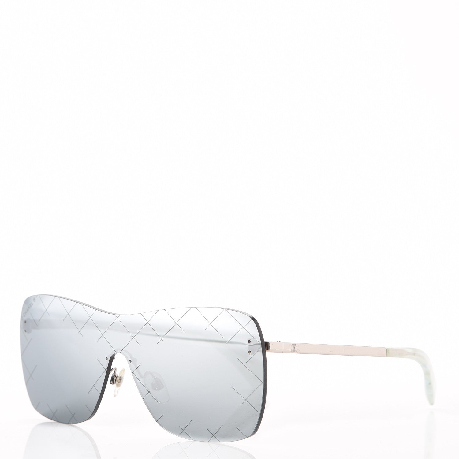 Chanel Shield Runway Sunglasses 4215 Silver Blue Mirror 1 of 7