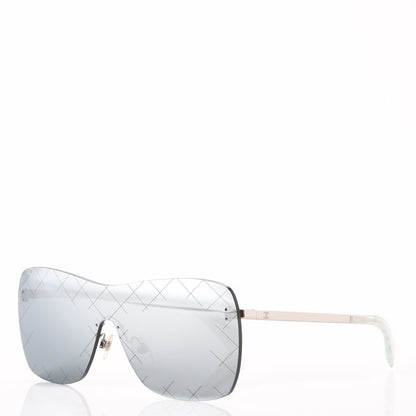 Chanel Shield Runway Sunglasses 4215 Silver Blue Mirror 1 of 7