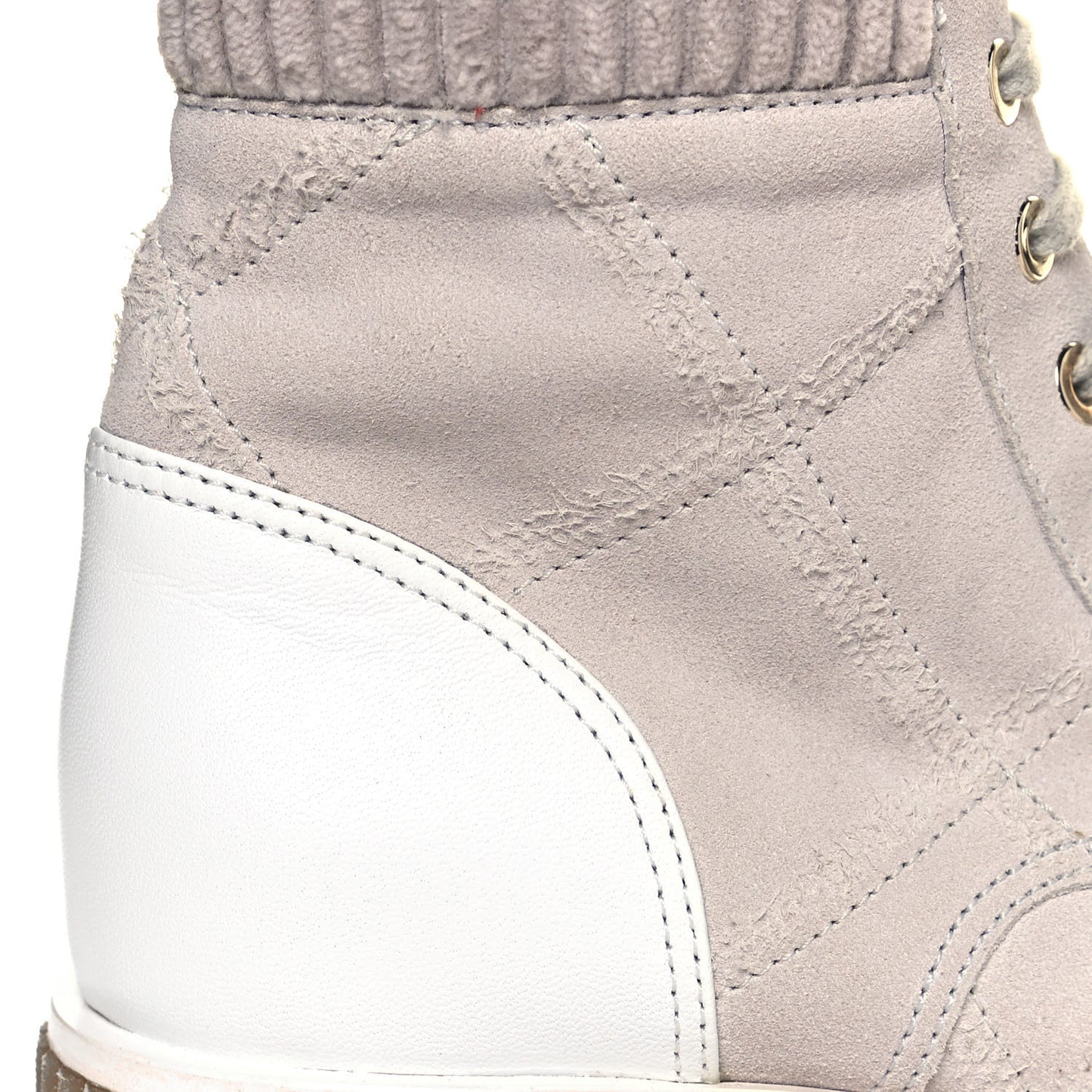 Suede Calfskin Velvet Quilted CC Combat Boots 36 Grey