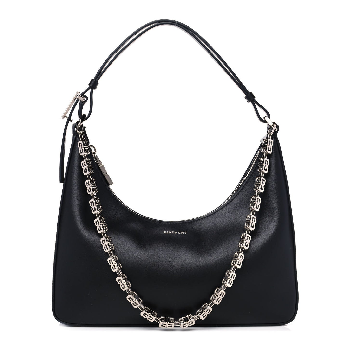 Smooth Calfskin Small Moon Cut Out Shoulder Bag Black