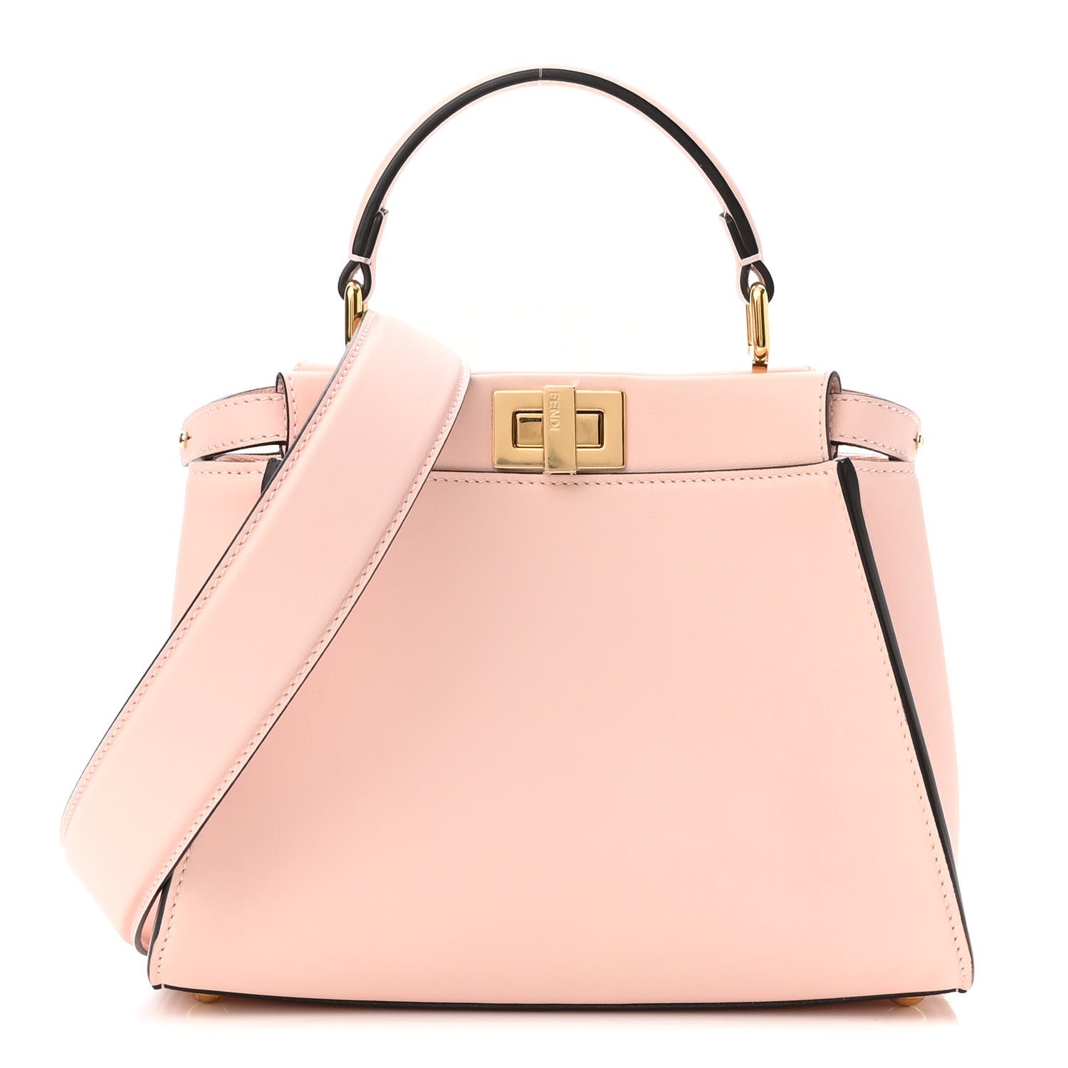 Fendi Vitello Seta Canvas FF Embroidered Mini Peekaboo Iconic Satchel Rosa Confetto 1 of 10