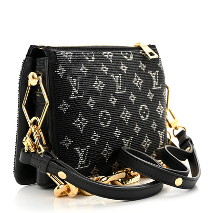 Louis Vuitton Satin Beaded Embroidered Monogram Coussin BB Black 3 of 10