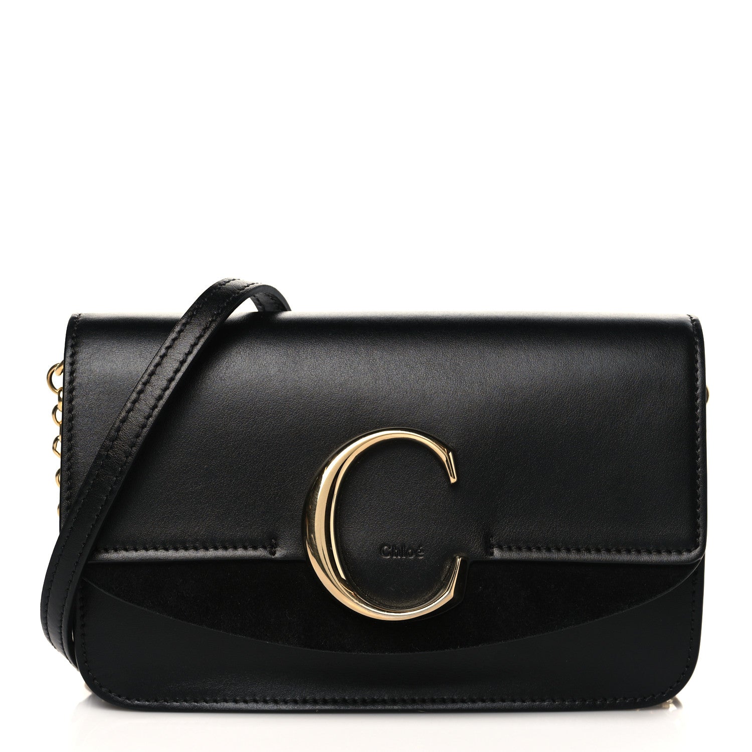 Chloe Calfskin Suede C Clutch With Chain Black 1 of 9