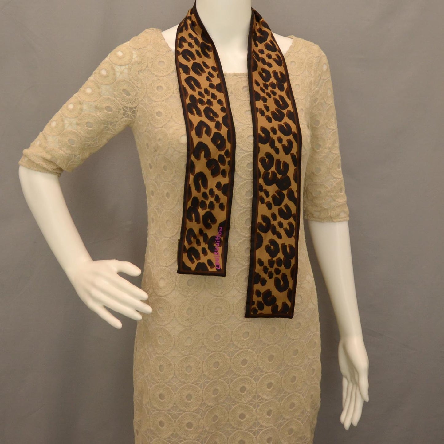Silk Leopard Bandeau Scarf Marron