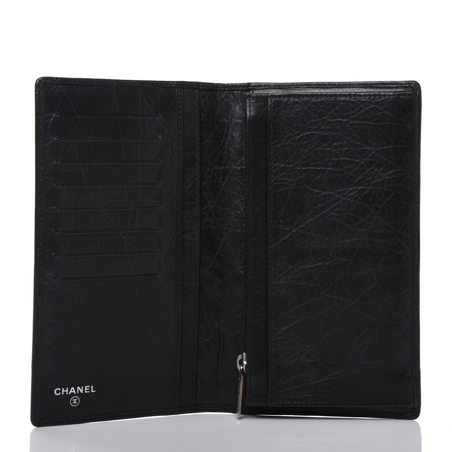 Chanel Aged Calfskin Quilted Cambon Yen Wallet Black 5 of 13