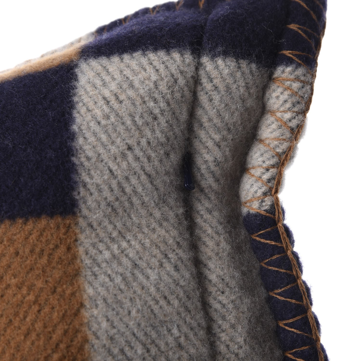 Hermes Wool Cashmere Avalon Bayadere Pillow PM Indigo Ocre 4 of 7