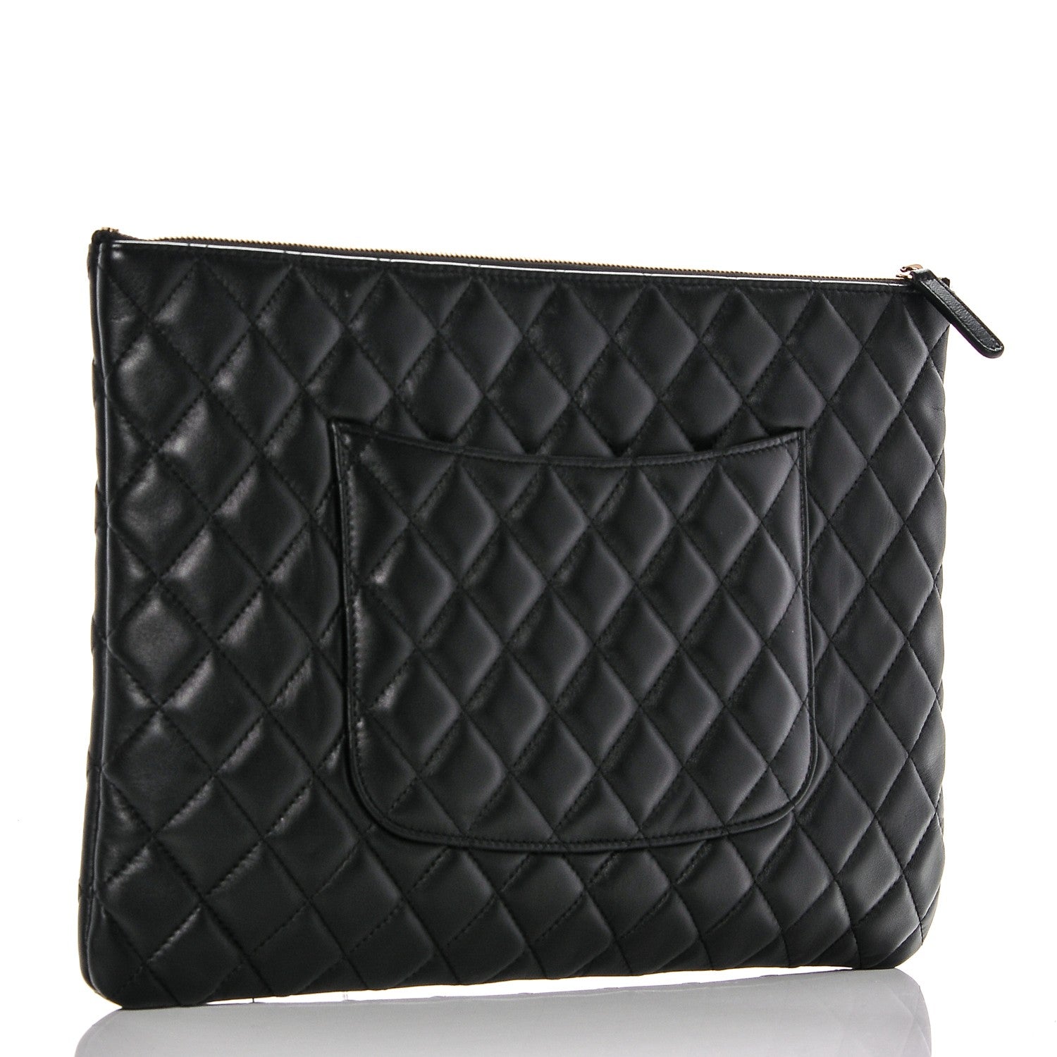 Chanel Lambskin Quilted Large Cosmetic Case Black 3 of 7