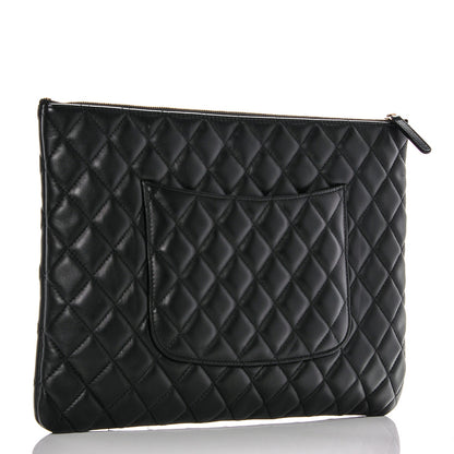 Chanel Lambskin Quilted Large Cosmetic Case Black 3 of 7