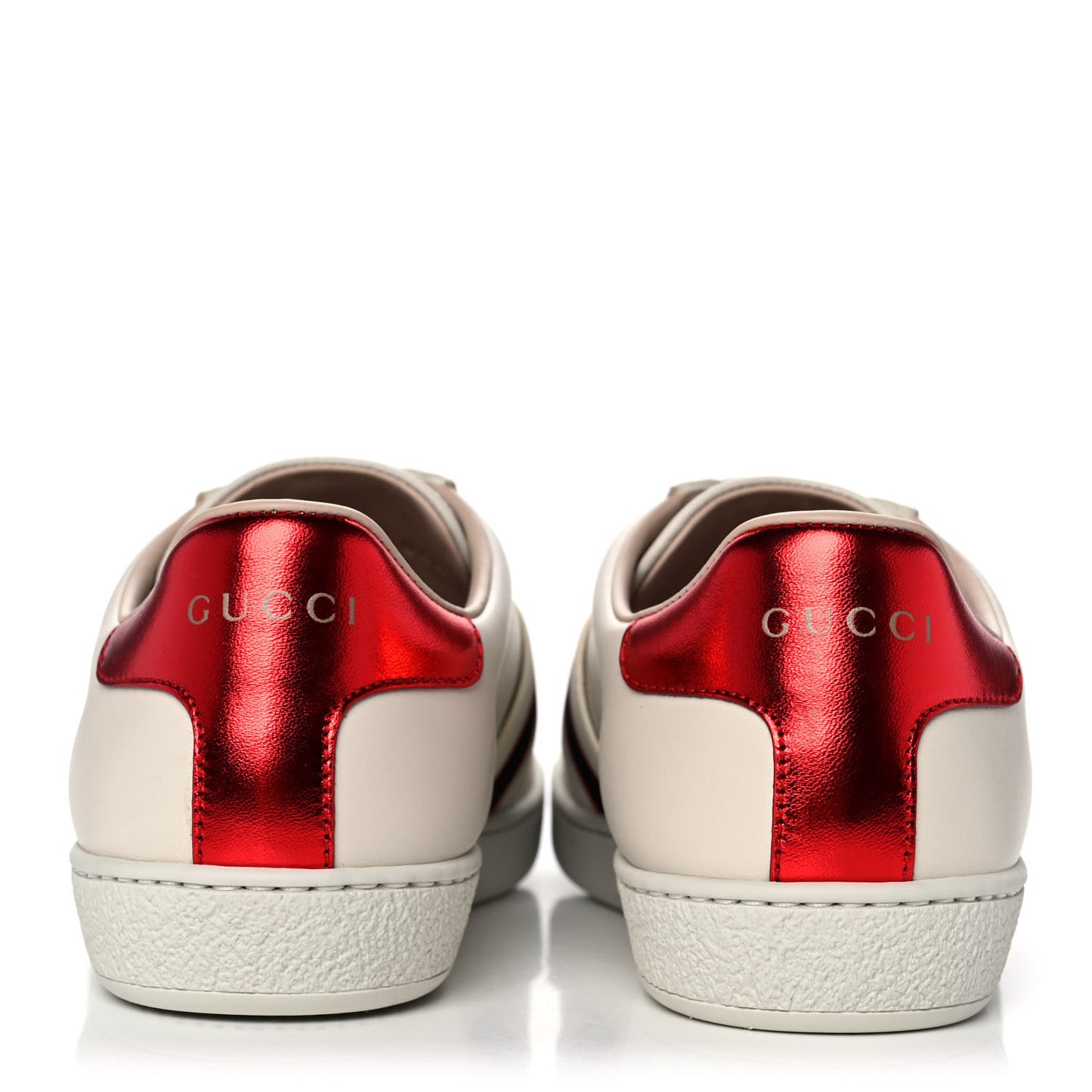 Calfskin Stripe Womens New Ace Sneakers 37 New Mystic White Ecru Red Flame