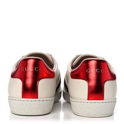 Gucci Calfskin Stripe Womens New Ace Sneakers 37 New Mystic White Ecru Red Flame 9 of 10