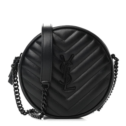 Saint Laurent Calfskin Matelasse Chevron Round Vinyle Camera Bag Black 1 of 10