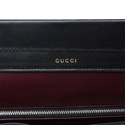 Gucci Smooth Calfskin Diagonal Striped Medium Zumi Top Handle Bag Black Beige 5 of 10