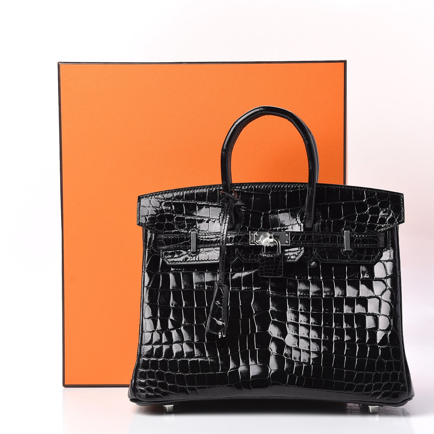 Shiny Niloticus Crocodile Birkin 25 Black