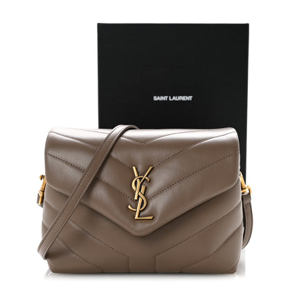 Saint Laurent Calfskin Y Quilted Monogram Toy Loulou Crossbody Bag Taupe 11 of 11