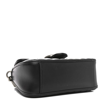 Gucci Calfskin Matelasse Aria Mini GG Marmont Top Handle Shoulder Bag Black 4 of 9