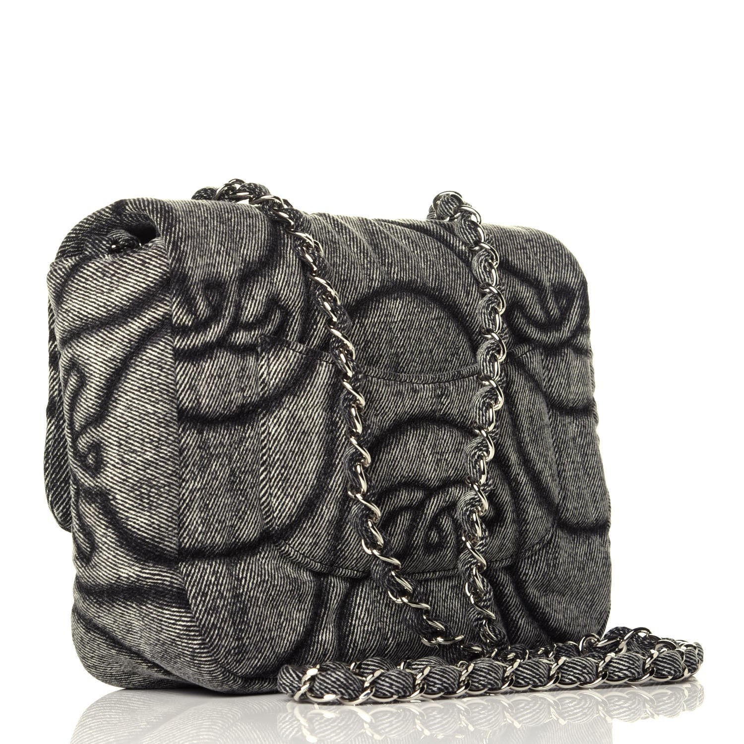 Chanel Denim Embossed CC Logo Print Mini Single Flap Black 3 of 10