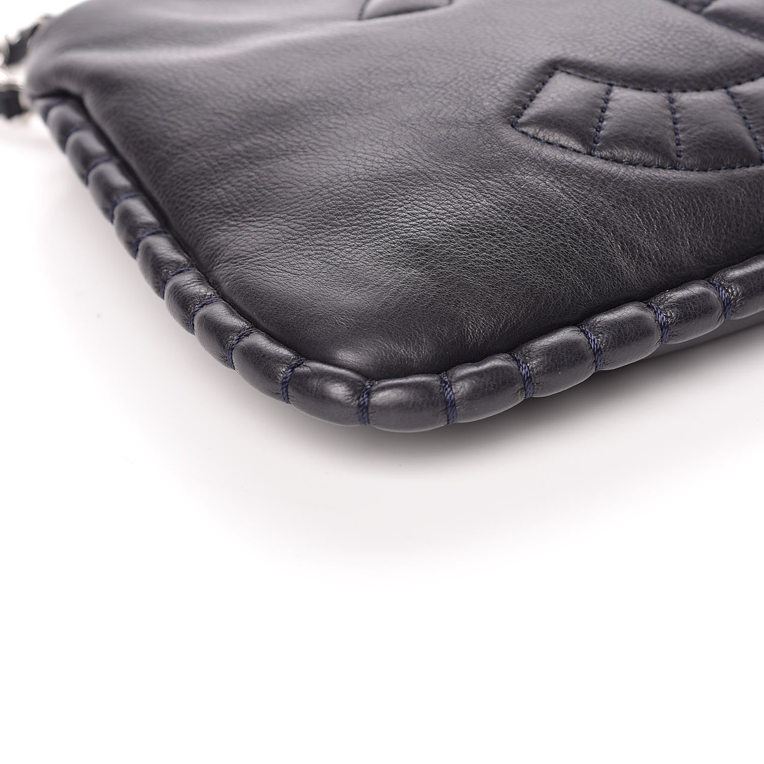 Chanel Calfskin On the Bund Pochette Dark Navy Blue 8 of 10