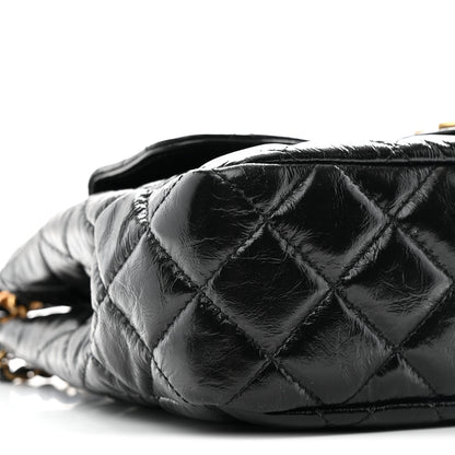Chanel Shiny Crumpled Calfskin Quilted Wavy CC Hobo Black 9 of 11