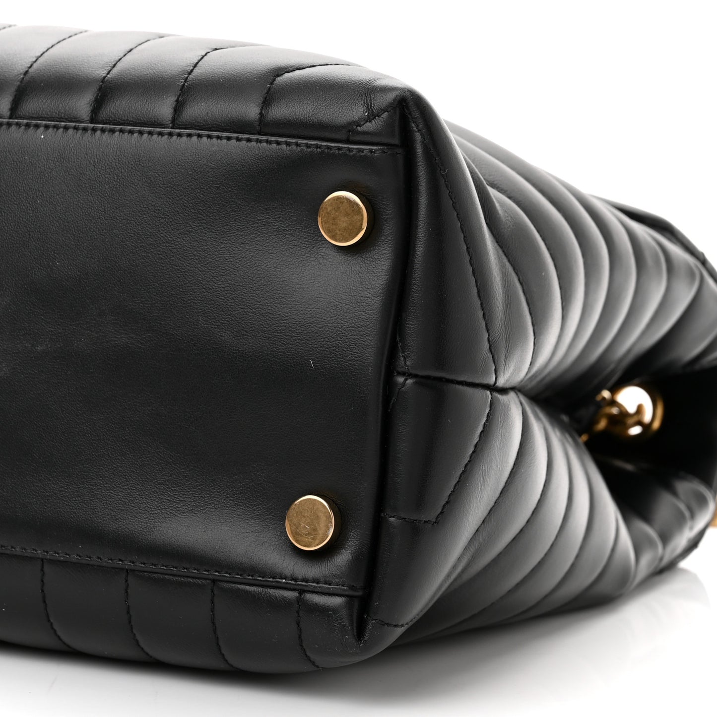 Calfskin Y Quilted Monogram Large Loulou Chain Satchel Black