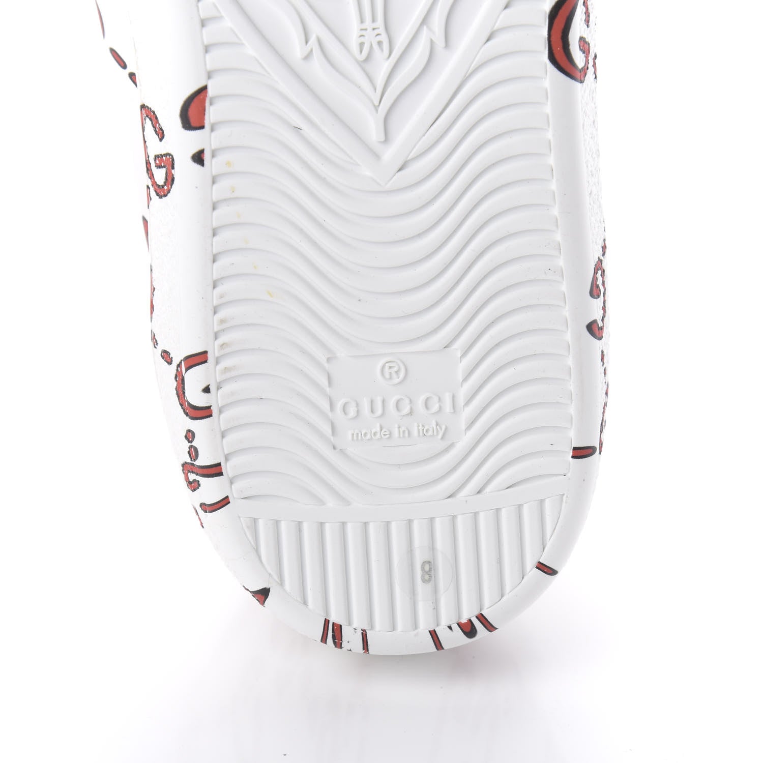 Gucci Calfskin GucciGhost Print Mens Ace Sneakers 8 White Hibiscus Red 6 of 9