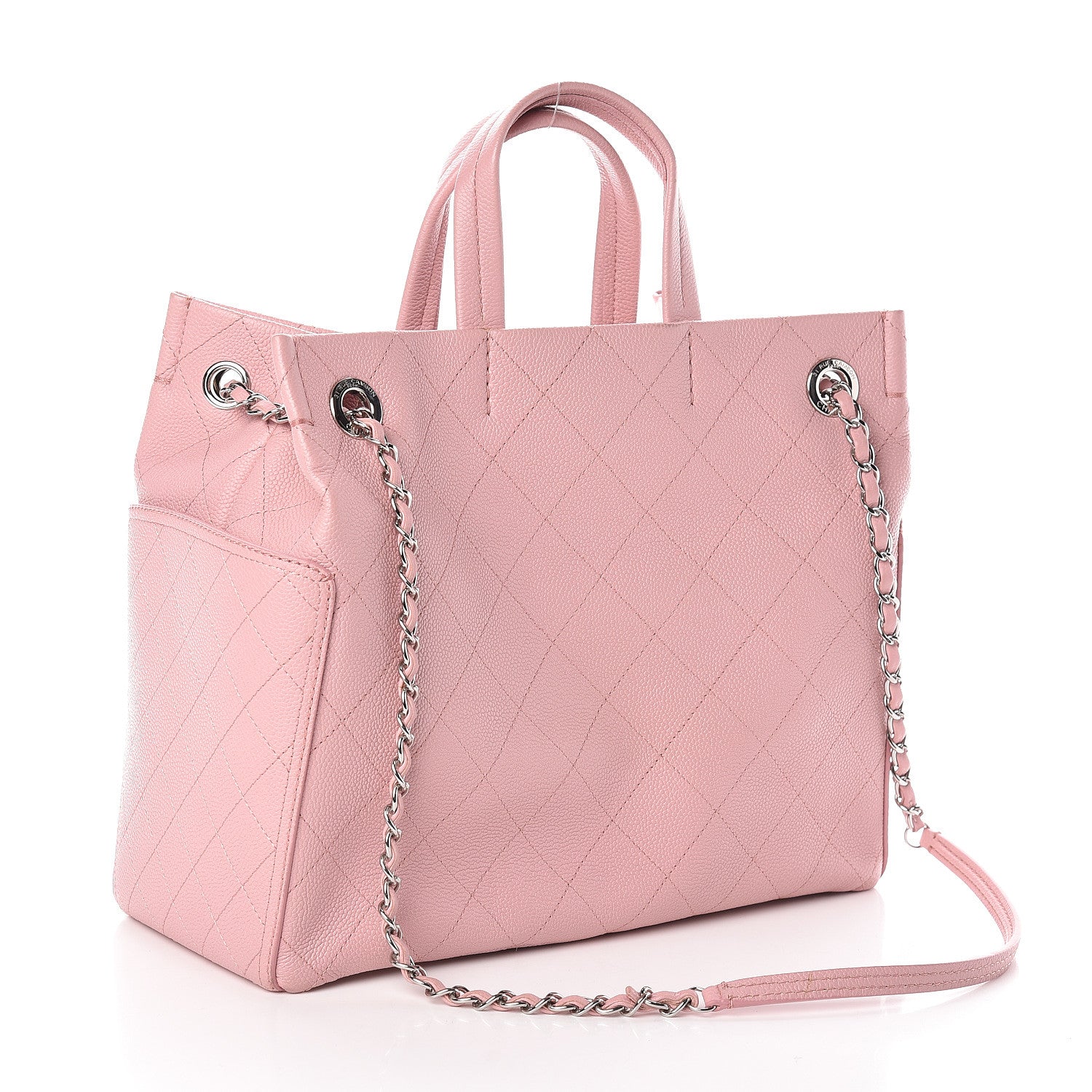 Chanel Grained Calfskin Small CC Pocket Tote Pink 3 of 9