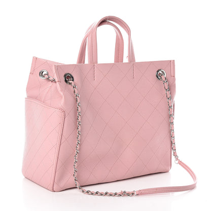 Chanel Grained Calfskin Small CC Pocket Tote Pink 3 of 9
