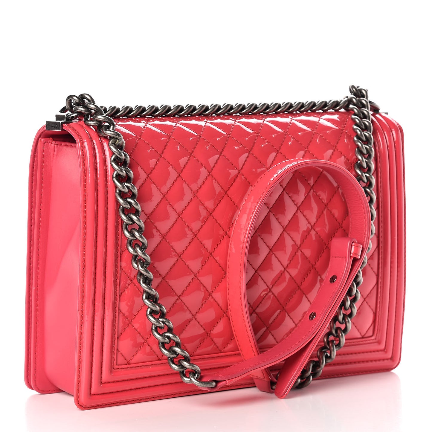 Patent Quilted Large Boy Flap Pink