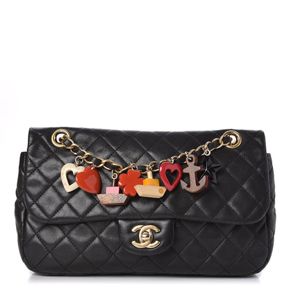Chanel Lambskin Quilted Medium Cruise Charm Single Flap Black 1 of 7