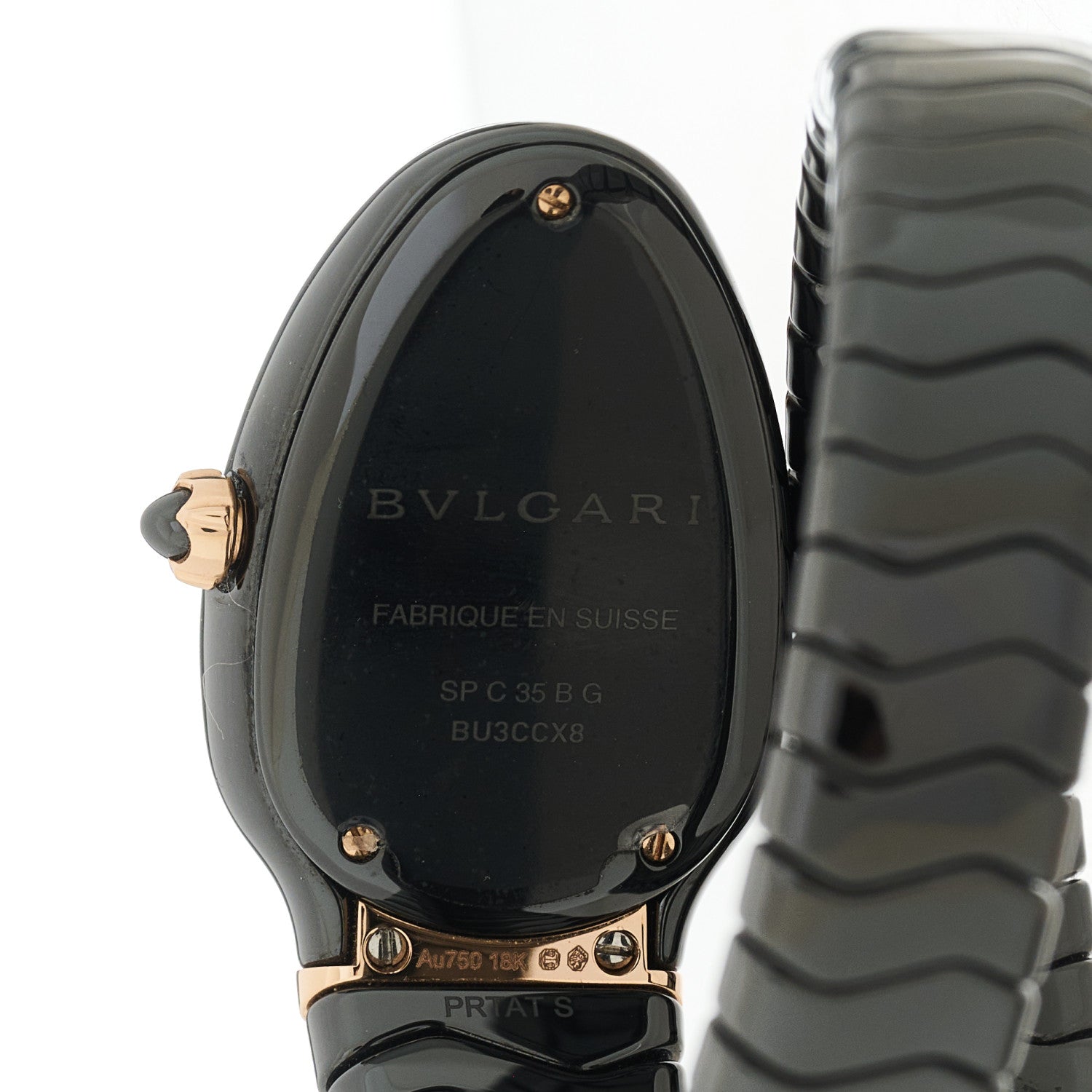 Bulgari 18K Rose Gold Ceramic Diamond Bezel 35mm Serpenti Tubogas Quartz Watch Black 4 of 5