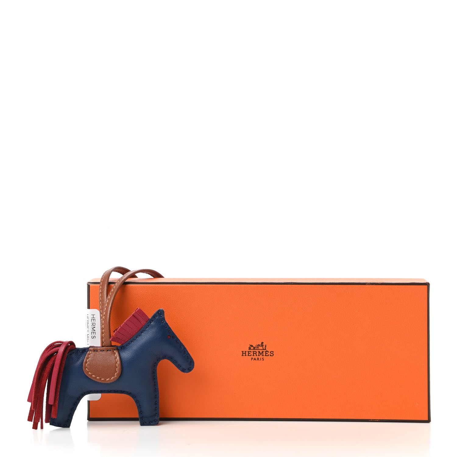 Hermes Milo Lambskin Grigri Rodeo Horse Bag Charm PM Bleu de Malte Rubis Fauve 4 of 4