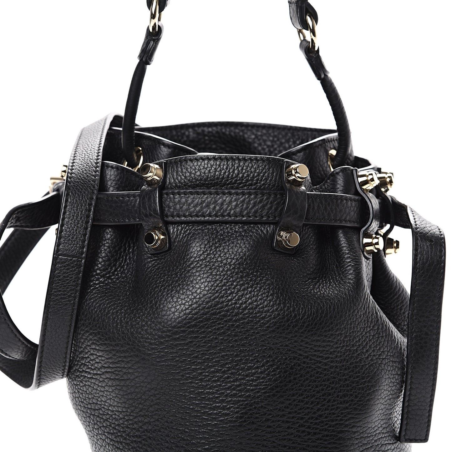 Pebbled Lambskin Diego Bucket Black Gold Hardware