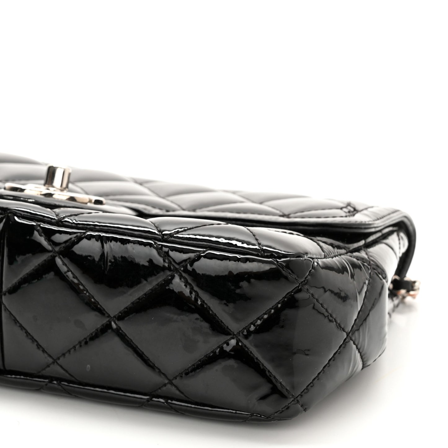 Patent Quilted Small Coco Shine Flap Black