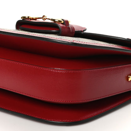Gucci GG Supreme Monogram Azalea Calfskin Horsebit 1955 Shoulder Bag Beige Ebony New Cherry Red 10 of 10