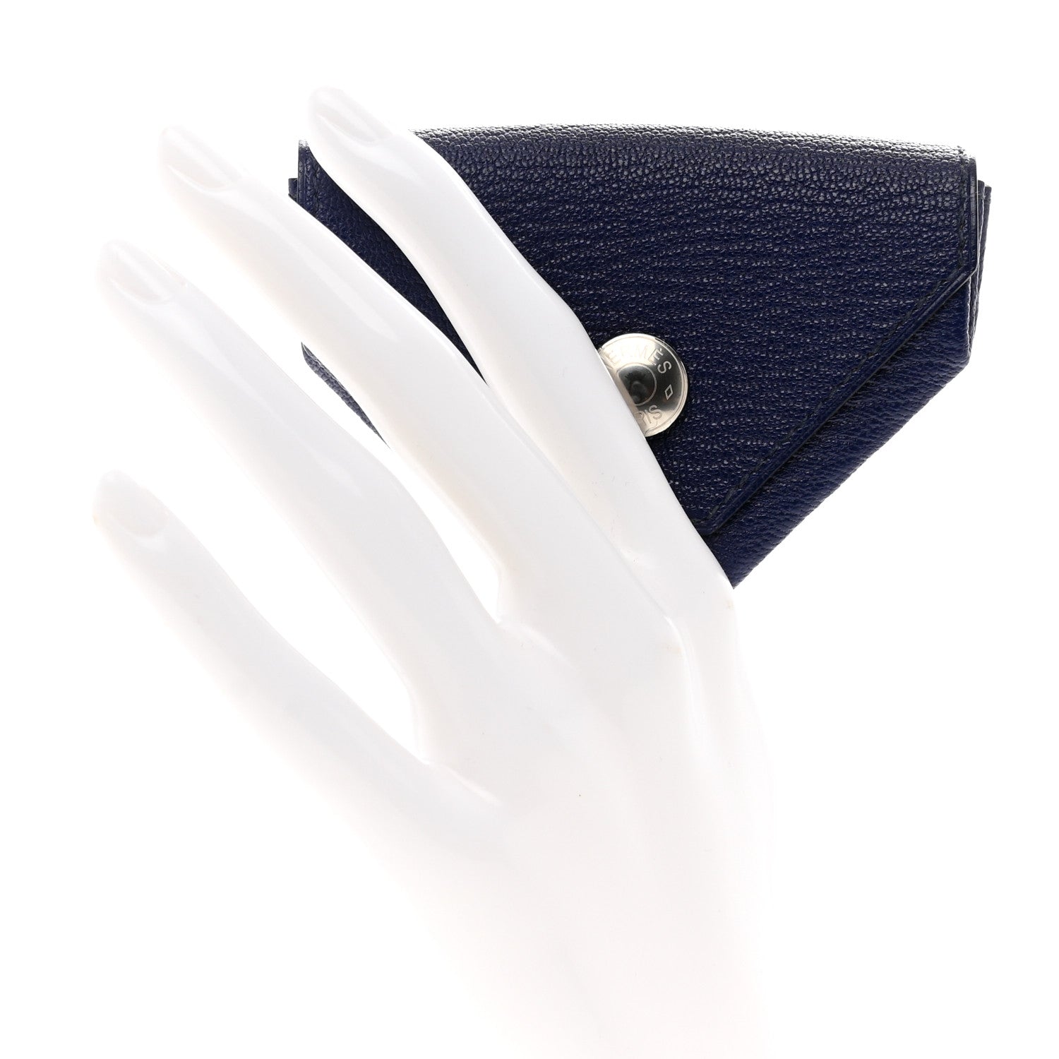 Hermes Chevre Mysore Verso Le 24 Coin Purse Bleu Encre Jaune Ambre 2 of 7