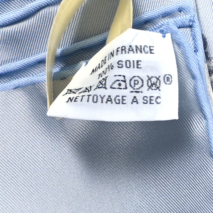 Hermes Silk Twill Plumets Et Panaches Scarf 90 Bleu Glacier Vert 3 of 5