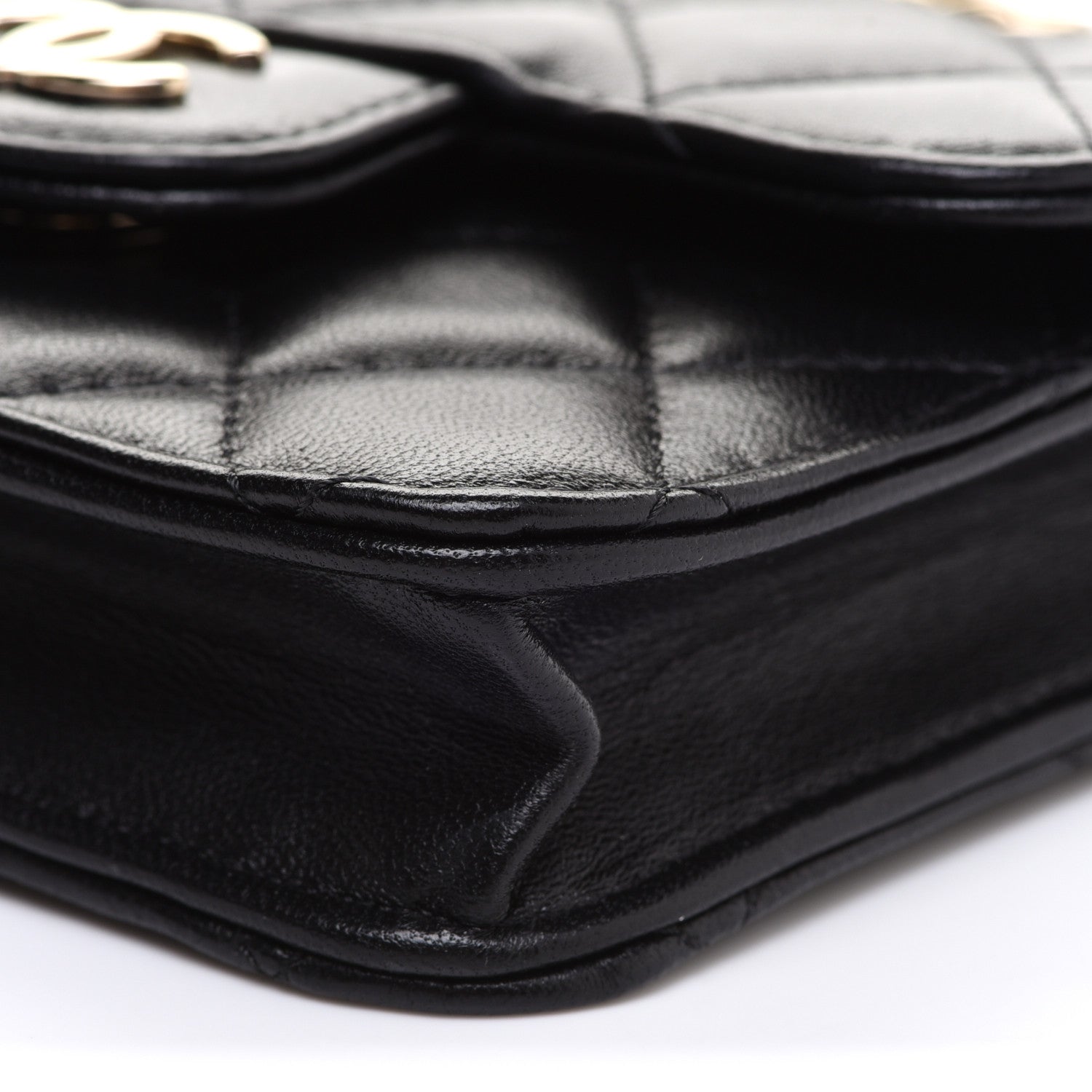 Chanel Lambskin Quilted Top Handle Flap Coin Purse With Chain Black 11 of 14