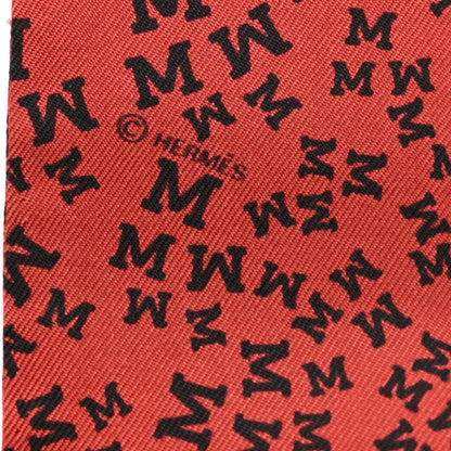Hermes Silk Scattered Letters Twilly Rouge Black 3 of 3