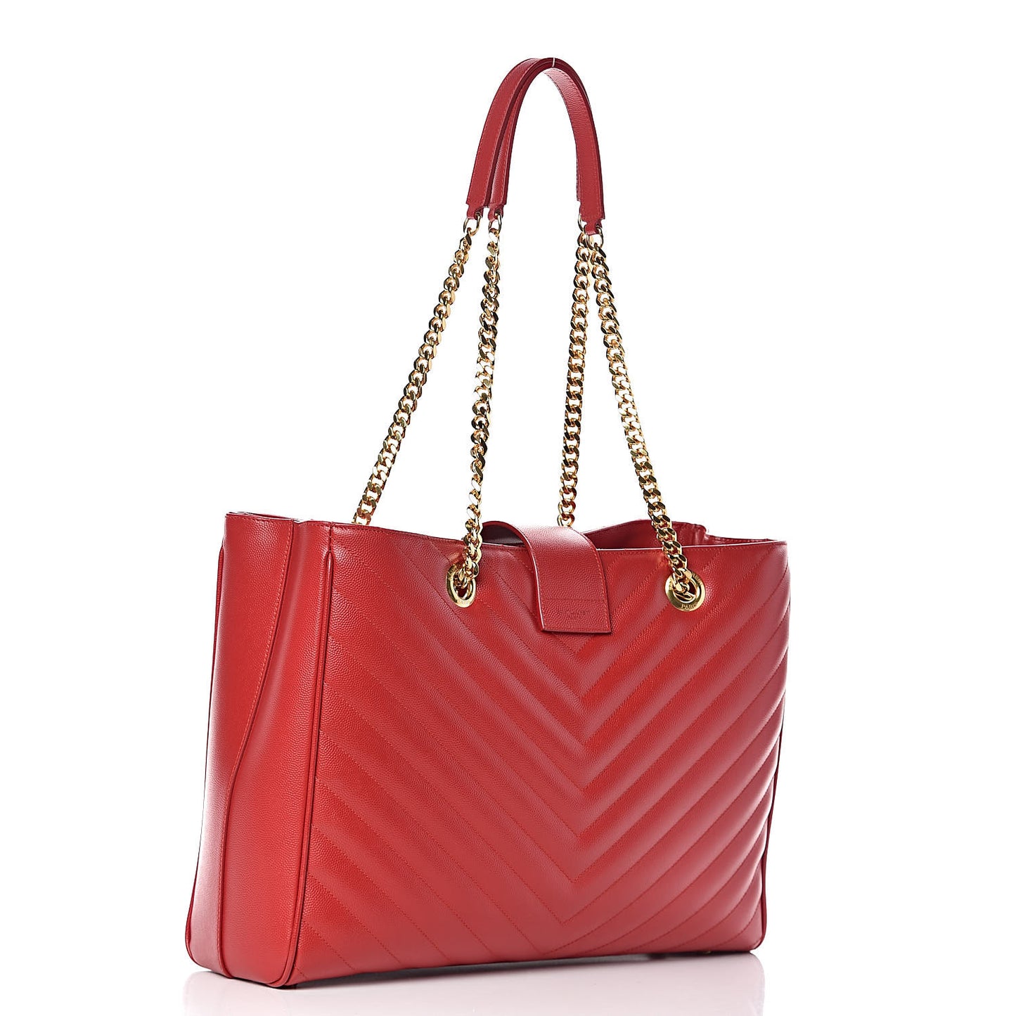 Grain De Poudre Matelasse Chevron Monogram Shopping Bag Red