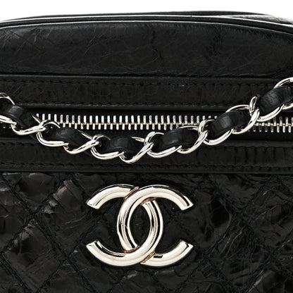 Chanel Glazed Crackled Calfskin Quilted CC Crossbody Black 8 of 10