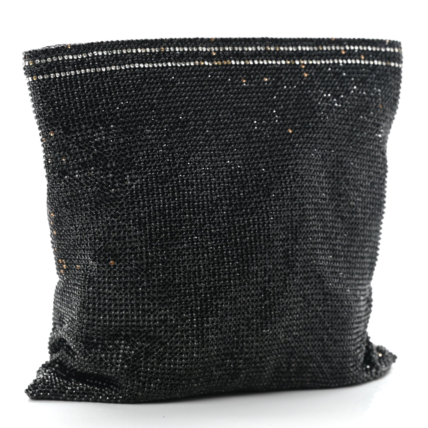Rhinestone Chain Mesh Wanglock Logo Pouch Black White